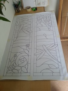 Final design cartoon actual size for new stained glass panels
